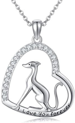 DAYLINLOVE DAYINLOVE Windhund Halskette 925 Sterling Silber Italienische Windhunde Anhänger Tierschmuck Geschenke für Frauen Männer Damen Hundeliebhaber