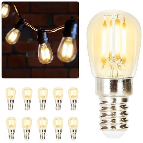 muyuua E14 Warmweiß Vintage Glühbirne - 10er Pack 2700K Leuchtmittel 4W LED Lampen Ersatz 40 Watt Retro Birne Filament Glühlampe für ILichterkette Tischlampe Deckenstrahler Wandstrahler Küche Bar