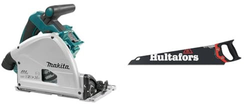 Makita DSP600ZJ Akku-Tauchsäge 56mm 2x18 V & Handsäge 550mm von Hultafors I 7 Zähne pro Zoll I Säge für Holz & Laminat