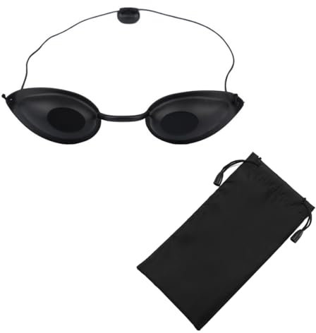 EUYRVAW 1 lunette uv cabine lunette protection lumiere pulsee lunette masque,Lunettes Bronzage, Lunettes de Solarium, Silicone Souple Durable Confortable,de Beauté ou à la Maison- Noir, avec pochette