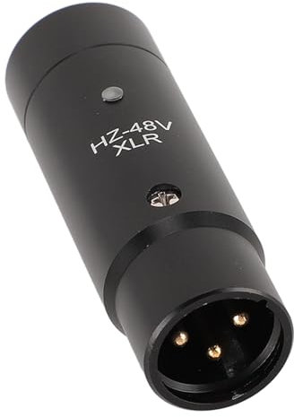VBESTLIFE 48V Phantom Power Microphone Adapter, Microphone Adapter to 3 Pin XLR Male Connector, 20‑16000 Hz, Mono, for Microphone Accessories Replacement