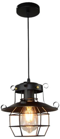 Pendelleuchte Schwarz Retro Industrie Vintage Hängelampe Deckenlampe aus Eisen,Wohnzimmer, Restaurant, Küche, Arbeitszimmer, Schlafzimmer, Bar und Café, Kronleuchter