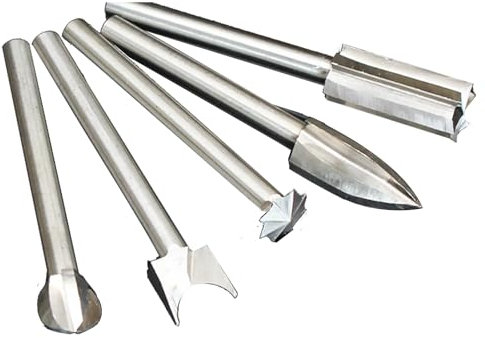 Lot de 1 embouts de sculpture sur bois, embouts pour Dremel, fraises à défoncer, accessoires pour Dremel, outils de sculpture sur bois, outils de sculpture, 5 forets différents pour le travail du bois