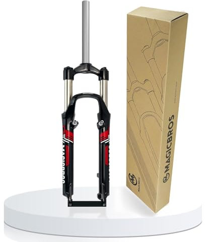 HZXQCVB 26Inch Mountain Bike Fork Travel 100mm Mechanically Suspension Fork 1-1/8 Straight Tube Manual Control Disc/V Brake Quick Release 9mm Bike Fork(26in Black,Red)