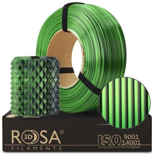 ROSA3D Magic PLA Silk Filament 1.75 mm für 3D Drucker, Mystisch Grün Refill 1 kg