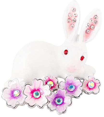 Holibanna Kirschblüten-Häschen-Brosche ostern zu ostern Tier Schmuck Mode Brosche Broschen Babyparty-Spiele Kostüm Osterhasen-Brosche legierte Brustnadel Legierung Weiß