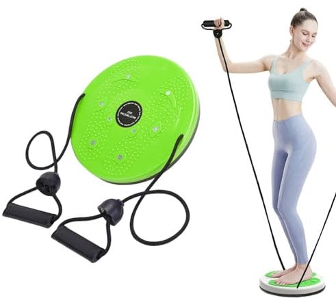 Balance Board Twist Waist Disc mit Kordelzug – Taillenscheibe mit Zugseil – Drehplatte für Fitness zu Hause, Übungen für Hüfte und Taille (grün)