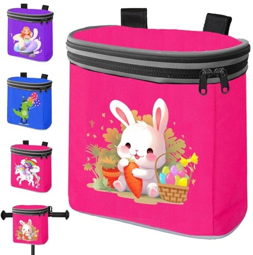LUKIUP Kinder Lenkertasche, Fahrradtasche Kinderfahrrad mit Innentasche, Abnehmbarer Deckel, Fahrrad-Tasche für den Lenker mit Reflektoren, Sicherer Halt Dank Klettverschluss (Kaninchen)