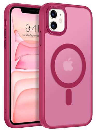 DUEDUE Magnetic for iPhone 11 Case [Compatible with MagSafe] Shockproof 12 FT Military-Grade Drop Protection, Slim Fit Anti-Scratch Translucent Back Phone Cover Case for iPhone 11 6.1-Inch, Plum