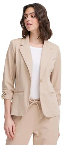 fransa FRZablazer Damen Blazer Kurzblazer Jacke mit Stretch Geraffte Ärmel mit Taschen, Größe:L, Farbe:Oxford Tan (151306)