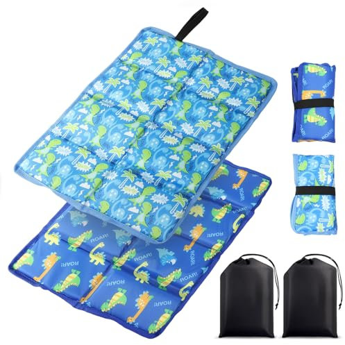 MHwan Sitzunterlage Outdoor Kinder, 2 Stück 34x36cm Große Verschleißfestes Langlebiges, Wasserdichtes Isoliertes Sitzkissen Outdoor Erwachsener, Maschinenwaschbar, Faltbares, Niedliches Dinosaurier