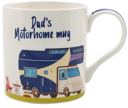 The Leonardo Collection Dad's Motorhome Mug Tea and Coffee Mugs for Hot Drinks | Fine China Printed Mugs for Kitchen & Home | Reusable Ceramic Cups for Every Occasion | Birthday Gifts for Women & Men