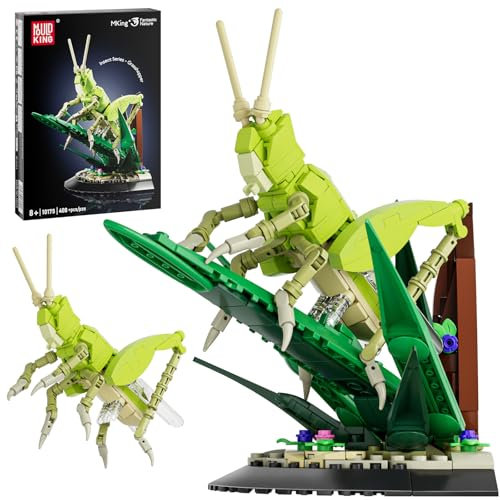 Mould King 10175 Blumen Insekten Klemmbausteine Gottesanbeterin Bauspielzeug Insekt Bausteine Botanical Collection Tier Display Modell Deko Kompatibel mit Andere Marke(408 Teile)