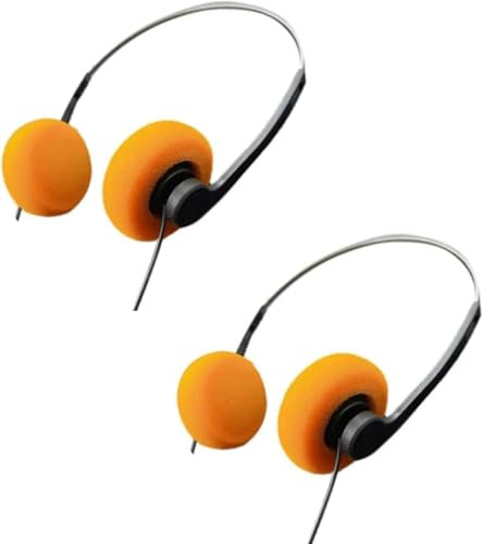 Nlinlin 2 Pcs Orange Retro Over-Ear Headphone, Retro Lightweight Earphones, Vintage Feelings Headphone, Hi-Fi Stereo Earphone Headset, for Most Mobile Phones Playback Pevices Headphones