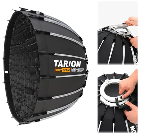 TARION Quick Release Parabolic Softbox with Bowens Mount 60cm (HE-60F) | Diffusers/Honeycomb Grid/Carrying Bag for Live Streaming, Photography, Videography