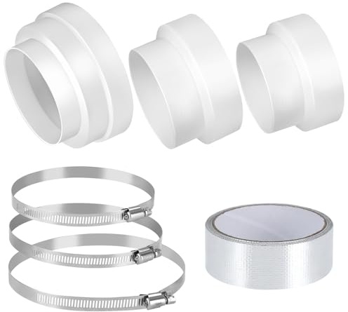 3 Pezzi Riduttore Tubo Condizionatore Portatile, Adattatore Tubo Condizionatore Ø79-97,Ø100-116,Ø120-136-146mm con 3 Morsetti in Acciaio Inossidabile e Rulli in Alluminio per Sistemi di Ventilazione