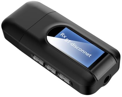 Lurrose Drahtloser Empfänger-Sender mit LCD-Display -aux-anschluss USB-dongle für Auto PC und Fernseher Audioadapter Audioempfänger Audiosender