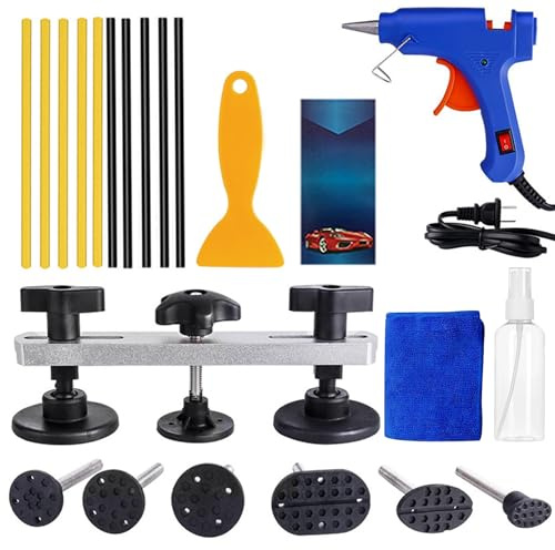 Qullmartle Kit de extracción abolladuras sin Pintura,Kit de reparación abolladurascarrocería,Extractor abolladuraspuente para Eliminar pequeñas abolladuras para Coche,Herramienta de reparación