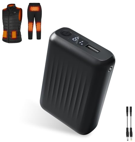 Batterie pour gilet chauffant 18400 mAh, batterie 7,4 V pour gilet chauffant, vestes, pantalons, banque d'alimentation rechargeable avec DEL, prend en charge les appareils chauffants USB 5 V