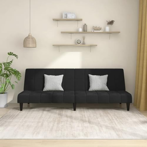 Holamys Schlafsofa 2-Sitzer, Schwarz Samt, 200x84,5x69 cm, wandelbar, robust, für Wohnzimmer, Heimkino, kleine Zimmer, Bequeme Gästebett-Lösung