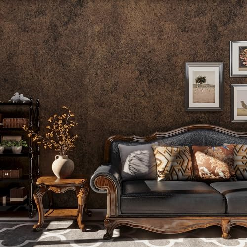 TOTIO 80CMx8M Extra Breit Goldtapete Bronze Gold Klebefolie betonoptik Selbstklebende Vinyl-Wandfolie Wasserfeste Möbelfolie Dunkelbraun Matt Angedickt Blasenfreies Design Metallischer Industriestil