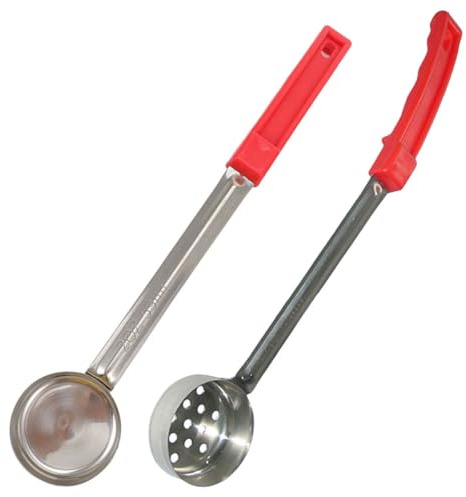 Beavorty Lot de 2 Louches Doseuses à Sauce à Pizza en Acier Inoxydable 57 Ml Manche Long, Fond Plat, sans Trou Trou, pour Contrôle des Portions Cuisine Professionnelle