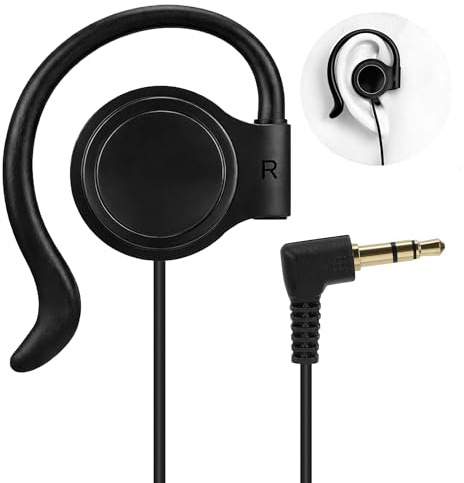 GEEKRIA 3.5mm Single Side Earbud (Right Ear), One Ear Headphone Compatible with EXMAX EXD-101, ATG-100T, ELGT-470 Wireless Tour Guide System Receivers for Touring Groups, Museum(3.3FT)