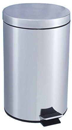 Jofel - Papelera Metalica Grande 12L, Fabricada en Chapa Acero Cromada Brillo, Apertura con Pedal para Máxima Higiene, Cubo Interior de Polipropileno Extraíble con Asa, Facil Limpieza, AL72012C