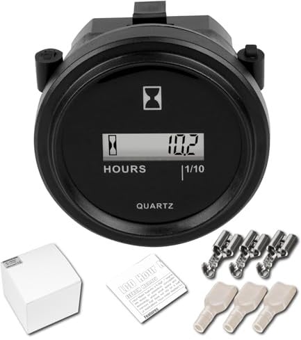NInE-ROnG NR-HM005DC Contador de Horas DC 4.5-90V LCD Redondo Contador de Horas de Cuarzo para Carretilla de Horquilla Barco Tractor Generador Motor Cortacésped