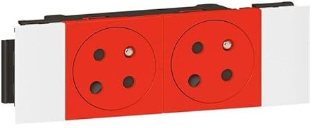 LEGRAND - Prise de courant double 2P+T Surface rouge à détrompage Soluclip pour goulotte Mosaic à clippage direct 4 modules