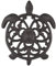 gasaré, Dessous de plat en fonte pour plats chauds, casseroles et poêles, dessous de plat en métal, motif tortue de mer, capuchons en caoutchouc, anneau de suspension, 21,6 x 17,8 cm, marron, 1 unité