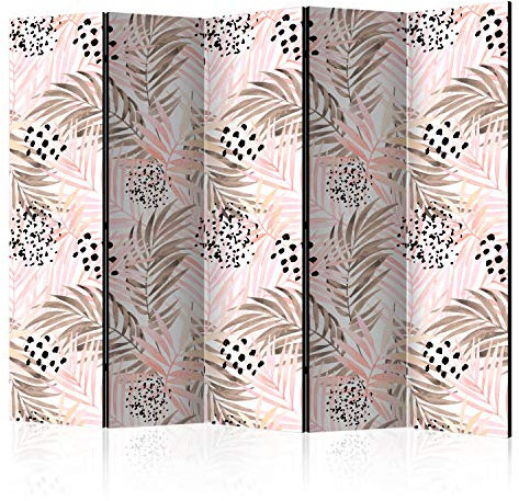 murando Raumteiler Foto Paravent Blätter 225x172 cm beidseitig auf Vlies-Leinwand Bedruckt Trennwand Spanische Wand Sichtschutz Raumtrenner rosa beige b-C-0259-z-c