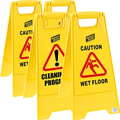 Robert Scott NWSA00 A-Sign, Caution-Wet Floor/Cleaning In Progress Pack of 4