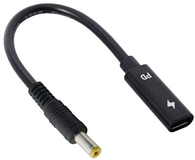JSER Xiwai Type C USB-C Female Input to DC Power PD Charge Cable fit for Laptop 18-20V (5.5x2.5mm)