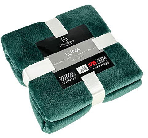 Euromat Flanell Mikrofaserdecke Kuscheldecke Decke Bettüberwurf 150x200 cm (Grün)