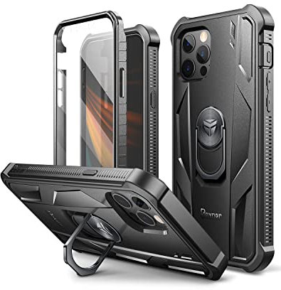 Dexnor Case Compatible with iPhone 12 Pro Max [6.7 inch] 360 Full Body Heavy Duty Military Grade Shockproof Hard Back Cover,Built-in Screen Protector and Kickstand for iPhone 12 Pro Max- Black