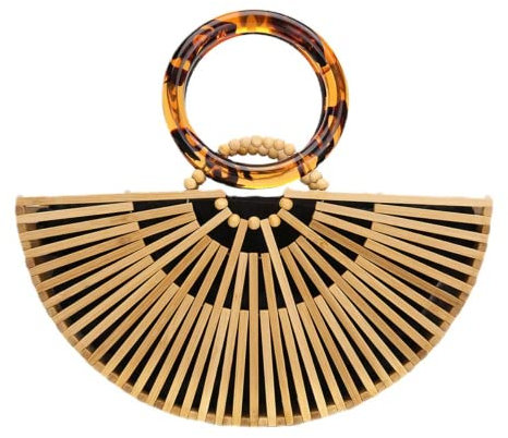 VAKAER Borsa da donna in bambù da spiaggia estiva tote bag fatta a mano grande borsa con borsa interna, Bambù., Small