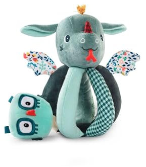 LILLIPUTIENS - Sonajero con Asas Joe el Dragón - Juguete Interactivo para bebés con Amigo Escondido y Asas fáciles de agarrar - Estimula la motricidad Fina - Desde el Nacimiento - 83367