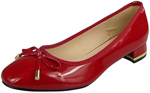 Ladies Court Shoes Womens Casual Work Bow Mid Heel Office Party Smart Comfy Boots Size 4 Red