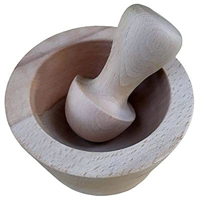 Mortero de madera con maja (grande)