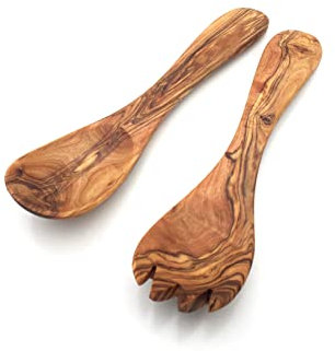 medina mood 2er Set Salatbesteck Hamburg Länge wählbar, Salatlöffel, aus Olivenholz in Handarbeit (Länge: 18 cm)