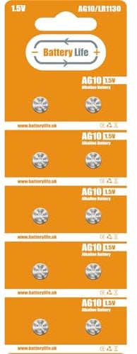 Battery Life AG10 LR54 Batteries (10 pack) LR1130 Button Coin Cell Alkaline 1.5v Long Life UK Brand