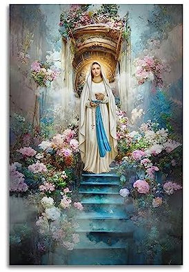 YBHF Jungfrau Maria Poster Schöne Ewige Mutter Maria Poster Wandkunst Druck Retro Ästhetische Raumdekoration Malerei Leinwand 60 x 90 cm Unrahmen-Stil
