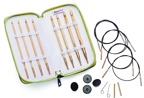 KnitPro Häkelnadel-Set aus Bambus, tunesisch, austauschbar (3,50–8,00 mm) – vielseitig für alle Ihre Häkelkreationen