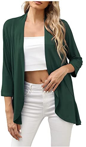 Fulidngzg Spolverino Donna Estivo, Cerimonia Curvy Giacca Estiva Leggero Casual Traspirante Ponchetto Morbida Cotone Bolero Shrug 3/4 Maniche Cardigan Taglie Forti Elegante
