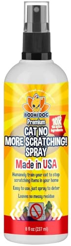 Bodhi Dog Cat No More Scratching! Spray | Cat Deterrent Spray for Indoor & Outdoor Use | Safe Training Cat Scratch Spray with Essential Oils | Cat Scratch Deterrent for Furniture | Made in USA, 8oz