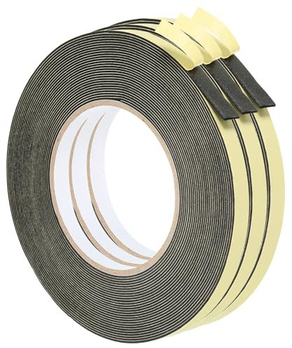 PATIKIL Ruban en Mousse D'Étanchéité de 10M/32.8Ft, 3 Rouleaux de 10mm de Large et 1mm D'Épaisseur, Bande D'Étanchéité Adhésive Simple Face pour L'Isolation Des Fenêtres Portes, Noir