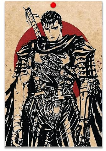 Thunwid Anime-Berserk-Poster, Guts, cooles Poster, Leinwand-Kunstdruck für Wohnzimmer-Dekor, 30,5 x 45,7 cm, ungerahmt