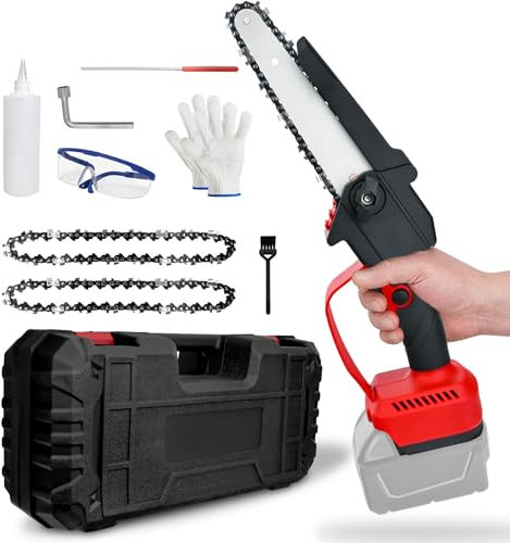 Mini-Kettensäge 6 Zoll Akku-Kettensäge, für Milwaukee 18V/20V Akku, 10m/s Kettengeschwindigkeit Kleine handgeführte Elektro-Kettensäge tragbar für Männer Frauen Baum Äste Trimmen Holz（Nur Werkzeuge）
