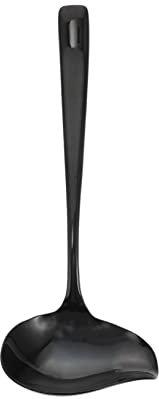 BESTonZON Stainless Steel Sauce Spoon Black Duckbill Anti-Scalding Handle Lightweight Polished Surface Mini Kitchen Appliance Drizzle Ladle Spout